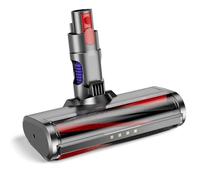 EUARY Brush Head Compatible with Dyson V7 V8 V10 V11 V15 Vacuum Cleaners, Replacement Direct Drive Floor Tool with 4 LED Lights for Parquet, Hard Floors & Carpets (Silver, Silver)
