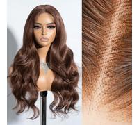 Eubeauty Human Hair Wigs with Body Waves 13×6 Pre-Torn for Black Women 200% Density Glueless with Pre-Bleached Knots (76 cm)