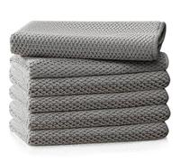 EubooTree Barista Towel, Microfiber Cleaning Cloths, Espresso Machine Accessories for Coffee Bar, Steam Wand, Countertop, Milk Frother, Coffee Bar Accessories, 12”x12”, 6 Pack, Grey