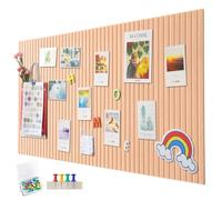 EUBSWA 120 x 90 cm Large Felt Notice Board, Self-Adhesive, Vertical Stripes, Decorative Notice Board, Felt Board, Foldable Photo Board, Memo Boards, Bulletin Board for Office, Kitchen, Light Orange