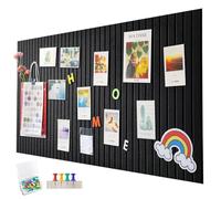 EUBSWA 60 x 40 cm Large Felt Notice Board, Self-Adhesive, Vertical Stripes, Decorative Notice Board, Felt Board, Foldable Photo Board, Memo Boards, Bulletin Board for Office, Kitchen, Black