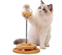 EUBSWA Interactive Cat Toy with Food Ball, Snack Ball, Roller Tracks & Turntable for Boredom Fighting, Treat Vending Toy Made of Wood for Indoor Cats and Lonely Animals