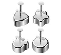 EUBUY 4Pcs Rice Ball Mold Maker - 304 Stainless Steel Mould Press - Metal Sushi Maker for Kids Home Kitchen DIY Sushi Meat Cakes and Mousse Cakes - Heart Shaped Style, Medium