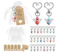 EUBUY 60 Pieces Angel Keychains Favor Angel Pendant, Angel Keychain with Organza Gift Bags and Thank You Favor Tags Return Gifts for Baby Shower Baptism Party Gift