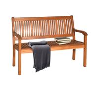 Eucalyptus 2-Seater Bench Wooden Long Dining Bench W/ High Backrest
