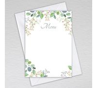 Eucalyptus Blank Wedding Menu Cards for Tables/Write Your Own Menus for Restaurants, Cafes and Dinner Party Venues: Green Eucalyptus Leaves Menu Cards (Pack of 20 with Envelopes)