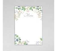 Eucalyptus Blank Wedding Menu Cards for Tables/Write Your Own Menus for Restaurants, Cafes and Dinner Party Venues: Green Eucalyptus Leaves Menu Cards (Pack of 50 without Envelopes)