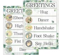Eucalyptus Classroom Greetings Poster Decor, Classroom Rules Greeting Choice Posters for Educational, Preschool Elementary Teachers Must Haves, Back to School Bulletin Board Welcome Supplies