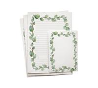 Eucalyptus Eco-Friendly Writing Paper and Envelopes Set - A5 Recycled Botanical Stationery - 100gsm FSC Certified - Lined or Plain - Made in UK - Greenery Leaf Art Stationery Gift
