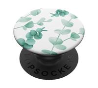Eucalyptus green blossom watercolor floral branches leaves PopSockets Adhesive PopGrip