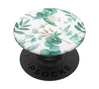 Eucalyptus green blossom watercolor floral branches leaves PopSockets Swappable PopGrip