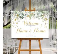 Eucalyptus Green Gold Welcome Sign, Printed Sign A1 A2 A3 A4 Welcome Sign Order of The Day, Greenery Foliage Sign, Personalised Wedding Sign