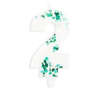 Eucalyptus Leaf Number 2 Candle Decorations,Happy 2nd Birthday Candles,Beautiful Green Leaf Candles,Stunning Colour for Boy Girl Birthday Shower Cake Party Decoration Celebration Supplies