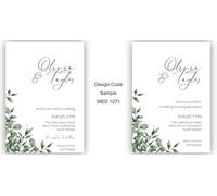 Eucalyptus Leaf Personalised Wedding Day or Evening Reception Invitation Cards - Printed (24 Cards)