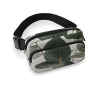 Eucalyptus Leaves Fanny Pack for Women Men Waist Bag Belt Bag Adjustable Casual Bag for Travel Sports Hiking, white, 7.9x5.1inches