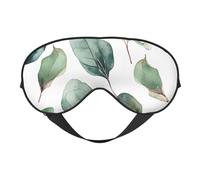 Eucalyptus Leaves Green Print Sleep Mask Silk Eye Cover Soft Satin Blindfold Elastic Strap Night Eyeshade Travel Nap for Women Men