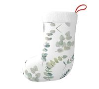 Eucalyptus Leaves Print Festive Christmas Stockings, 17.7in/45cm Personalized Xmas Decor, Perfect For Family Holiday Parties And Fireplace Hanging