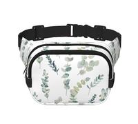 Eucalyptus Leaves Print Unisex Square Double Layer Waist Bag Crossbody Fanny Pack Travel Workout Accessory, Black, One Size, Black, One Size
