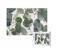 Eucalyptus Leaves Printed 1000 Pieces Jigsaw Puzzle with Storage Box, Wooden Puzzle for Adults and Kids, Family Fun Decorative Game, 75x50 CM
