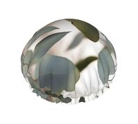 Eucalyptus Leaves Printed Double-Layer Waterproof Shower Cap - Reusable Spa & Face Mask Bathing Hat for Travel, Home Care & Beauty Routine