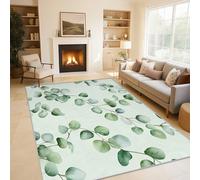 Eucalyptus Leaves Rugs for Living Room Bedroom, Modern Green Leaf Area Rugs Large 100x150 cm, Washable Non Slip Pattern Carpet Home Decor C22