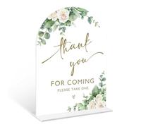 Eucalyptus Rose Thank You For Coming Sign, 6 x 8 Inch White Arch Acrylic Wedding Sign with Holder, Wedding Sign for Ceremony and Reception, Wedding Decoration, Wedding Supplies - AM03