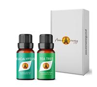 Eucalyptus & Tea Tree Essential Oil Set 2 x 10ml | Diffuser for Home, Candle Making, soap, Wax Melts, Massage, Perfume, Aromatherapy Gift Box | Vegan | Made in UK