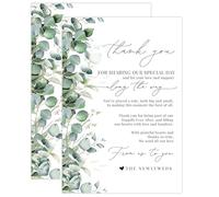 Eucalyptus Wedding Thank You Place Cards - Pre-Made Message, Perfect for Guests, Table Settings, Framing on Wedding Table, Reception Decor - Elegant Greenery Design (Eucalyptus)