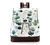Eucalyptus with Leaves and Plants Mini Faux Leather Backpack Purse, Women Ladies Rucksack Handbag School Bag