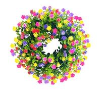 Eucalyptus Wreath for Front Door, Spring Summer Colorful Flowers Wreath, Lifelike Artificial Door Wreath Decoration for Farmhouse Wall Window Garden Farmhouse Décor (No Butterflies, 38CM)