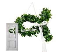 Eucalyptus Wreath - PP 34x20cm | Boxwood Wreath | Communion Wreathe Decorative Artificial For Home Wall Door Table Hanging Seasonal Holiday Party Wedding Ceremony Easter Christmas And Special Occasion