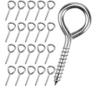 EUCARLOS 3.2 Inches Screw Eyes, Heavy Duty Stainless Metal Eye Bolts for Securing Cables Wires, Self Tapping Screw in Hooks for Indoor & Outdoor Use, 20 Pack