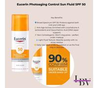 Eucerin Photoaging Control Sun Fluid SPF50 Any Age Protect Early Aging 50ml NEW