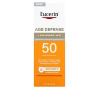Eucerin Sun Age Defense SPF 50 Face Sunscreen Lotion Hypoallergenic Fragrance Free Sunscreen SPF 50 with Hyaluronic Acid 2.5 Fl Oz Bottle