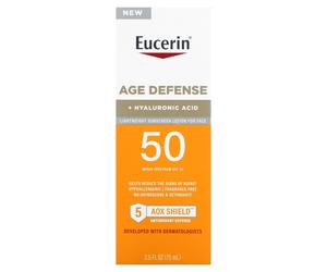 Eucerin Sun Age Defense SPF 50 Face Sunscreen Lotion Hypoallergenic Fragrance Free Sunscreen SPF 50 with Hyaluronic Acid 2.5 Fl Oz Bottle