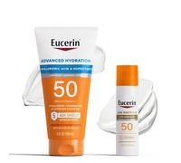 Eucerin Sun Sunscreen Pack with Hyaluronic Acid Advanced Hydration SPF 50 Sunscreen Lotion 5 Fl Oz Tube + Age Defense Face Sunscreen Lotion SPF