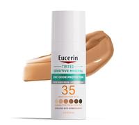 Eucerin Sunscreen Lotion Mineral Tinted Sun Cream SPF 35, Non-Comedogenic Mineral Sun Cream with Soft Zinc Oxide Protection for Sensitive Skin, 1.7 Bottle
