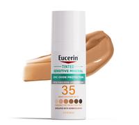 Eucerin Sunscreen Lotion Mineral Tinted Sun Cream SPF 35, Non-Comedogenic Mineral Sun Cream with Soft Zinc Oxide Protection for Sensitive Skin, 1.7 Bottle