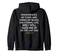 Eucharistic Devotion Prayer John 6:54 Bible Verse Zip Hoodie