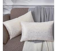EUCIOR Champagne Throw Pillows 12x20,Gold and White Pillow Covers,Set of 2,Glitter Decorative Velvet Pillow Covers,Solid Color Cushion Covers for Sofa Bedroom Car