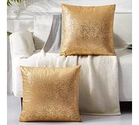 EUCIOR Gold Pillows 18x18,Gold Throw Pillow Covers Set of 2,Gold Decorative Pillow Cover Both Sides Sparkle Gold Foil Print,Decor Soft Velvet Hidden Zipper Closure Accent
