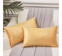 EUCIOR Gold Throw Pillow Covers,Throw Pillows Covers 12x20 Both Sides Sparkle Gold Foil Print,Decor Soft Velvet Hidden Zipper Closure Accent Pillows,Set of 2