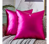 EUCIOR Hot Hot Pink Pillow Covers 16x16,Decorative Throw Pillow Covers Modern Metallic Shiny Cushion Cover,Gold Throw Pillows for Couch,Sofa,Pink Pillows,Magenta Throw Pillow,2 Pack (Hot Pink)