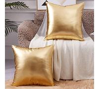 EUCIOR Muted Gold Pillow Covers,Gold Pillow Covers 18x18,Decorative Throw Pillow Covers Modern Metallic Shiny Cushion Cover,Gold Throw Pillows for Couch,Sofa,Party,Gold Pillows(Gold)