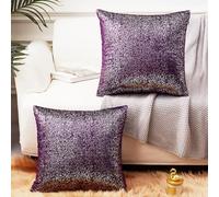 EUCIOR Purple and Silver Pillows,Sparkly Throw Pillows,Lavender 24x24 Pillow Covers Velvet Hidden Zipper Accent Pillow Cushion Case,Purple Pillows Covers for Bed/Couch Set of 2