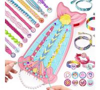Euclidean Cube Bracelet Making Kit for Girls, 2 in 1 Fishtail Shape DIY Jewellery Making Kit, Arts and Crafts for Kids Age 6-12, Birthday Christmas Gift for 6 7 8 9 10 11 12 Years Old Girls (Pink)
