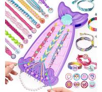 Euclidean Cube Bracelet Making Kit for Girls, 2 in 1 Fishtail Shape DIY Jewellery Making Kit, Arts and Crafts for Kids Age 6-12, Birthday Christmas Gift for 6 7 8 9 10 11 12 Years Old Girls (Purple)