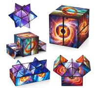 Euclidean Cube Fidget Toys for Kids 2 in 1 Fidget Cube Star Cube Puzzle Toy | Galaxy Magic Cube for Kids and Adults, Yoshimoto Cube Travel Toy Stress Relief for All Age, Gifts for Boys Girls Ages 3-12