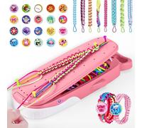Euclidean Cube Friendship Bracelet Making Kit for Girls 6-12 Art and Crafts | Pink Whale Shaped Storage Box, DIY Jewellery Making Kit for 16 Bracelets, Travel Toys Birthday Gift for Girls Ages 6-12