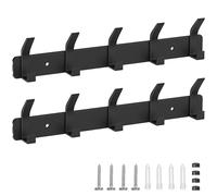 Eucomir Coat Hooks Wall Mounted, 2 Pack Coat Hook Door Hanger Self-Adhesive Door Hooks for Living Room, Kitchen, Bathroom,Obsidian Black